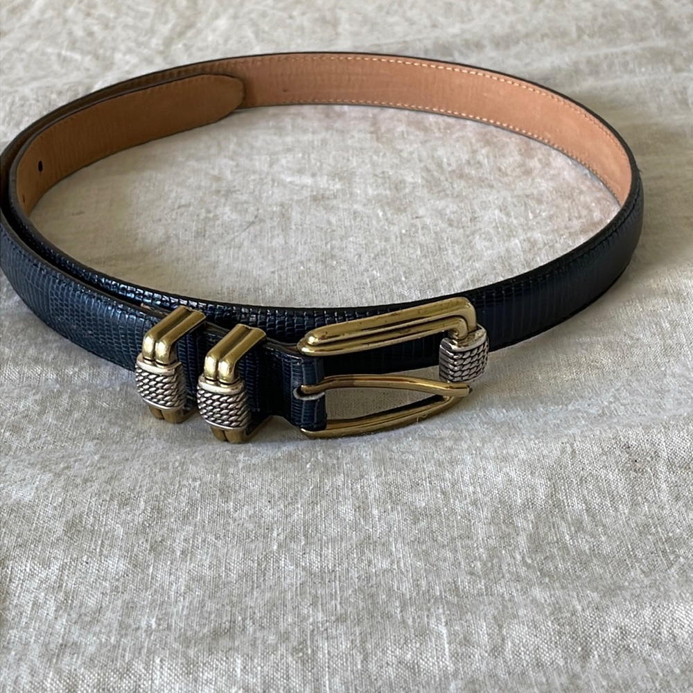 Like New Brighton Black Belt, Brass Buckle, 1” Thick